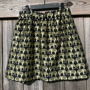 Crown & Ivy Gold Metallic Elephant print Skirt - Size 10P